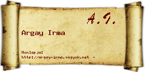 Argay Irma névjegykártya